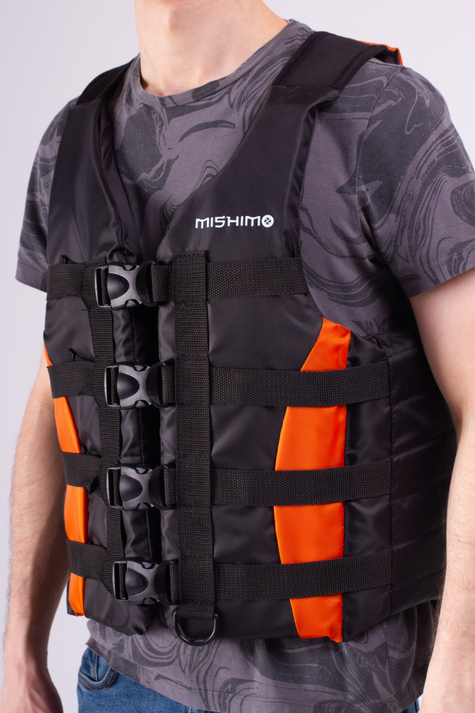 Жилет спасательный MISHIMO PRO Премиум качества Черно-оранжевый в Братске