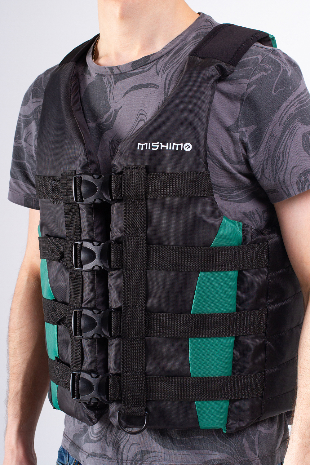 Жилет спасательный MISHIMO PRO Премиум качества Черно-зеленый в Братске